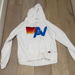 Aviator Nation White Hoodie with Vibrant Accents